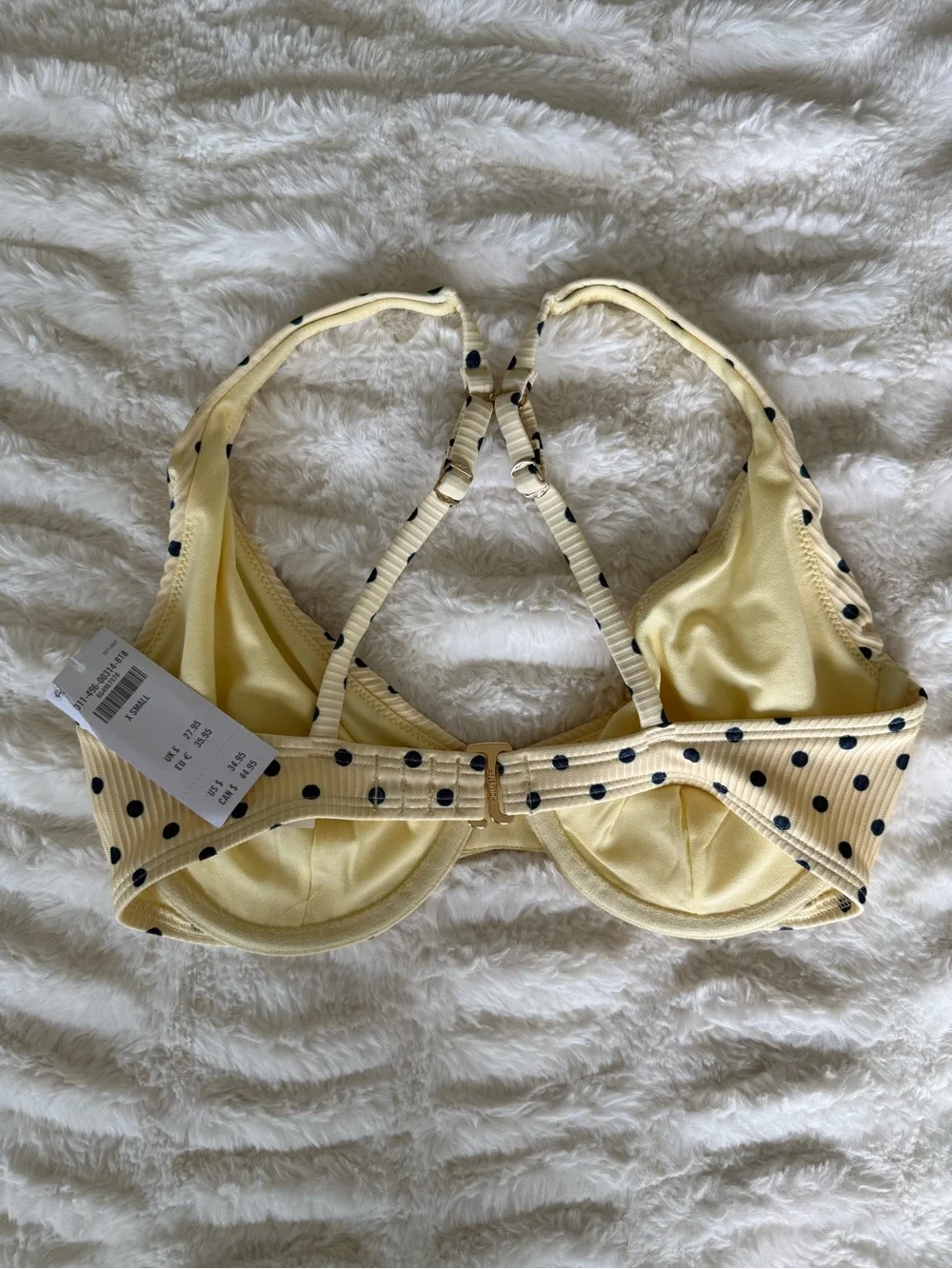 NWT Hollister Butter Yellow Polka Dot Curve Underwire Bikini Top